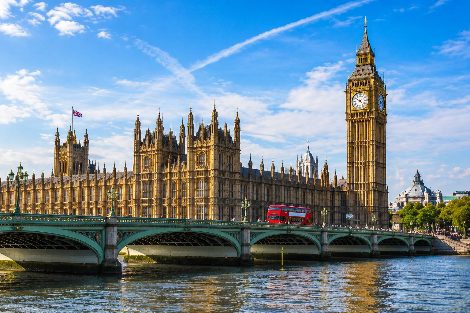 London skyline and the Palace of Westminster